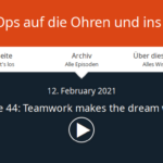Banner der DevOps Podcast-Webseite für "DevOps Podcast Folge 44: Teamwork makes the dream work"